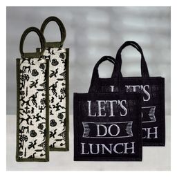 Kuber Industries Lunch Bag & Bottle Bag Combo Set  Lunch & Bottle Organizer Set  Lunch & Bottle Storage Set  Jute Carry Bags  Office Lunch Bag Set  Set of 4  Multi-57