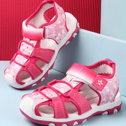 Cute Walk by Babyhug Sandals with Velcro Closure & Heart Print - Fuschia-image-52