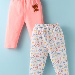 Ben Benny Interlock Knit Full Length Toy Printed Lounge Pants - Pink & White-image-90