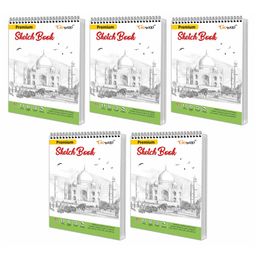 GO WOO A5 Premium Sketch Book : Set of 5 - Top Spiral Sketch Book for Artists, 5.8 x 8.3 inches Sketchpad for Painting, Drawing and Creative Work-32