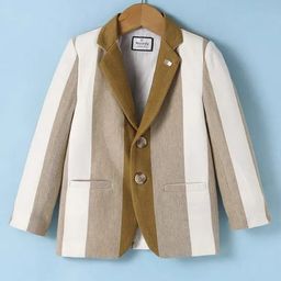 Noddy Knitted Full Sleeves Striped Blazer - Brown-image-71