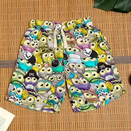 The Lion and the Fish Viscose Owl Printed Shorts - Multi Colour-picture-29