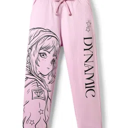 Pine Kids Cotton Knit Full Length Lounge Pant With Anime Print - Pink-picture-34