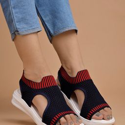 Shoetopia Striped & Dots Designed Sandals - Blue-image-82