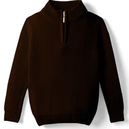 Pine Kids Knit Full Sleeves High Neck Solid Color Pullover Sweater - Brown-image-98