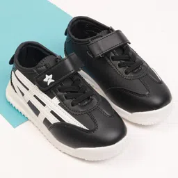 Cute Walk by Babyhug Velcro Closure Sneakers with Stripes - Black-picture-16