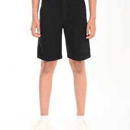 Zion Cotton Woven Solid Cargo Shorts - Black-image-91