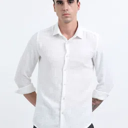 NEVER NEUD Men Regular Slim Fit Bars Linen Casual Shirt-image-75