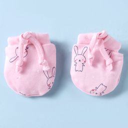 Simply Interlock Knit Cap, Mitten & Booties with Bunny Print Pink - Diameter 11 cm image 2
