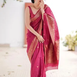 SHOP DROP Woven Design Zari Pure Silk Banarasi Saree-30