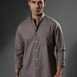 Espanshe Turkish Fit Elbow Patch Button-Down Collar Oxford Pure Cotton Shirt-7