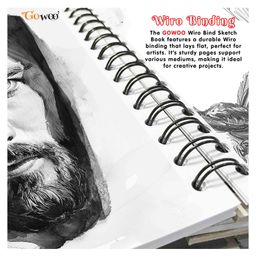 GO WOO A5 Premium Sketch Book : Set of 5 - Top Spiral Sketch Book for Artists, 5.8 x 8.3 inches Sketchpad for Painting, Drawing and Creative Work image 3