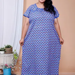 JAIPZZ APPARELS Printed PURE COTTON Maxi Nightdress-picture-47