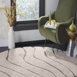 CARPETIFY Cream & Grey Geometric Anti-Skid Carpet-16
