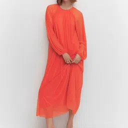 MANGO Solid A-Line Midi Dress-picture-49