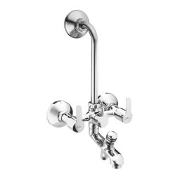 Jabra 3 in 1 Wall Mixer With L-Bend Aqua Series Brass Chrome Finish Wall Mount Silver-image-35