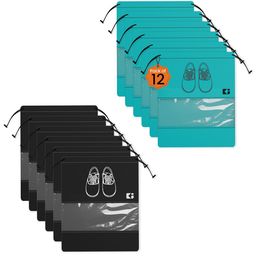 Kuber Industries Black & Green 12-Pieces Printed Non-Woven Shoe Cover Bags-32