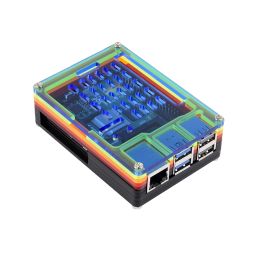 Raspberry Pi 5 Rainbow Case, Raspberry Pi 5 10-Layer Acrylic Case Colorful Translucent Acrylic Shell, Compatible with Active Cooler - RS5781Raspberry Pi 5 Rainbow Case, Raspberry Pi 5 10-Layer Acrylic Case Colorful Translucent Acrylic Shell, Compatible with Active Cooler - RS5781 image 3