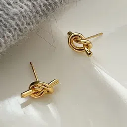 MYKI Stainless Steel Gold-Plated Contemporary Dazzling Studs-15