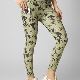 POOJARAN SAREE Printed Full StretchyYoga Rapid-Dry Tights-image-58