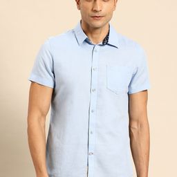 Being Human Cotton Linen Slim Fit Opaque Casual Shirt-image-5