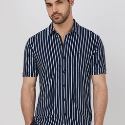 Mufti Men Spread Collar Striped Cotton Slim Fit Casual Shirt-picture-41