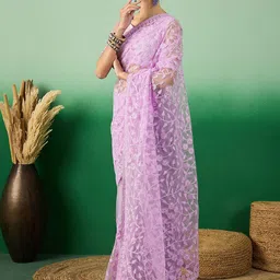 SHADOW & SAINING Embellished Beads and Stones Net Saree image 2