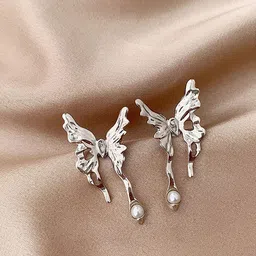 Krelin Silver-Plated Pearls Beaded Animal Shaped Studs-image-48