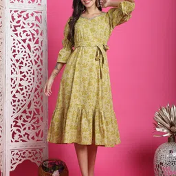 Rajnandini Floral Print A-Line Midi Dress-image-47