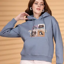 Thirty Threads Women Printed Hooded Sweatshirt-picture-3