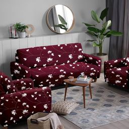 DECOR VATIKA Maroon Printed Velvet 3 Piece Sofa Cover With Arms-image-64