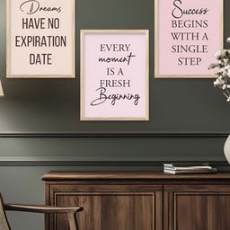 Kotart Brown & White 3 Pieces Typography Wooden Wall Arts-picture-47