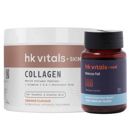 HealthKart HK Vitals Skin Radiance Collagen 100 g Orange & Rescue Fall 30 Tabs Combo-16