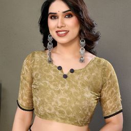 DIVASTRI Floral Embroidered Pure Georgette Block Print Saree image 4