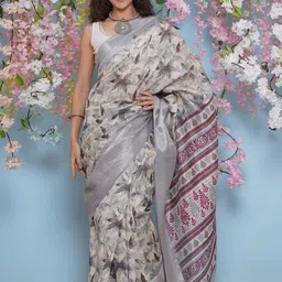 LABEL KASHI Women Floral Printed Zari Saree-picture-57