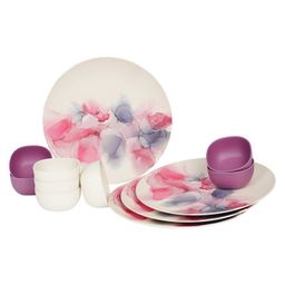 Earthism Eco Friendly Bamboo Fibre Dinner Plates 11" and Bowls 3.5" Pack of 12- Iris Beige & Berry-18