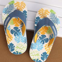 Cute Walk by Babyhug Slip On Flip Flops with Leafy Print- Blue-picture-23