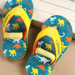 Cute Walk by Babyhug Flip Flops with Back Strap Dino Print - Blue-image-21