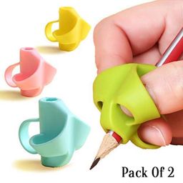 Mihar Essentials Silicone Pencil Grips Two-Finger for Kids Handwriting Pencil Holder for Children Preschoolers Writing Training Gripper Set for Kids- Pack Of 2 Multicolor-28