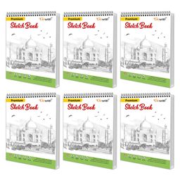 GO WOO A5 Premium Sketch Book : Set of 6 - Top Spiral-Bound Art Notebooks, 140 GSM Sketching and Drawing Acid Free Paper for Doodling-30