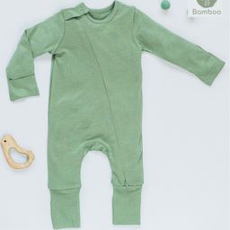 Cocoon Care Full Sleeves Solid Romper With Reversible Mittens & Footie - Sage Green-image-87