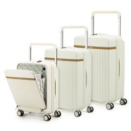 THE ASSEMBLY Hard Trolley Bags Set Of 3 | Premium Polycarbonate Cabin (55Cms) & Check-In Luggage (65 & 75Cms) With Wide Handle & Noise-Free Wheels - Roverpro, 360 Degree, White-3