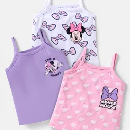 Babyhug Disney Single Jersey Knit Singlet Sleeves Slipswith Minnie Mouse Graphics Pack of 3 -White Purple & Pink-picture-33