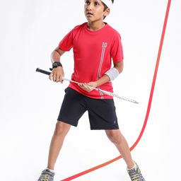 Pine Active Polyester Half Sleeves Numeric Print T Shirt - Red image 2