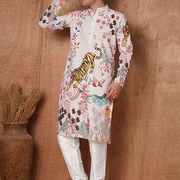 TRYBUY.IN Men Ethnic Motifs Printed Chikankari Indie Prints Kurta-picture-58