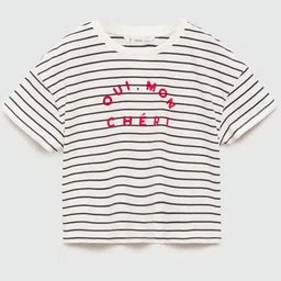 Mango Kids Girls Pure Cotton Striped Drop-Shoulder Sleeves T-shirt-image-53