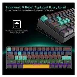 archer tech lab Archer Tech Astra M400 | 60% Compact Wired Mechanical Gaming Keyboard 63-Key Blue Switch with Tactile Feedback, 26-Key Anti-Ghosting, 17 RGB Modes, 50M Click Lifespan | PC, Mac, PS4, PS5, Xbox image 4
