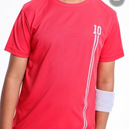 Pine Active Polyester Half Sleeves Numeric Print T Shirt - Red image 5