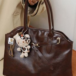 LULU & SKY Colourblocked PU Oversized Bucket Handheld Bag With Cut Work-4