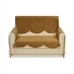 Fashion Throw Gold-Toned Checked Velvet 4 Piece Sofa Cover With Arms-image-17